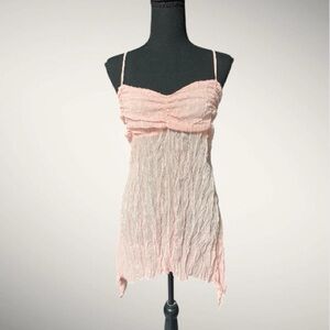 MKM Designs Y2K Blush Pink Crinkle Spaghetti Strap Camisole Size Large
